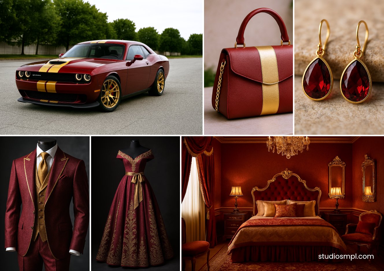 crimson red gold color palette by studio simple