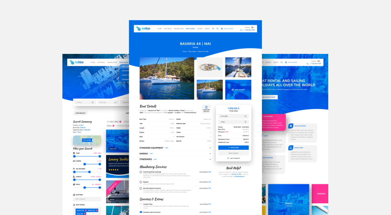 beblue sailing website design by studio simple