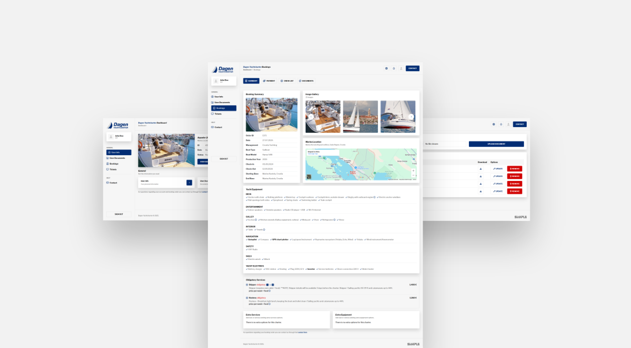 dagen yachtcharter user area website design by studio simple