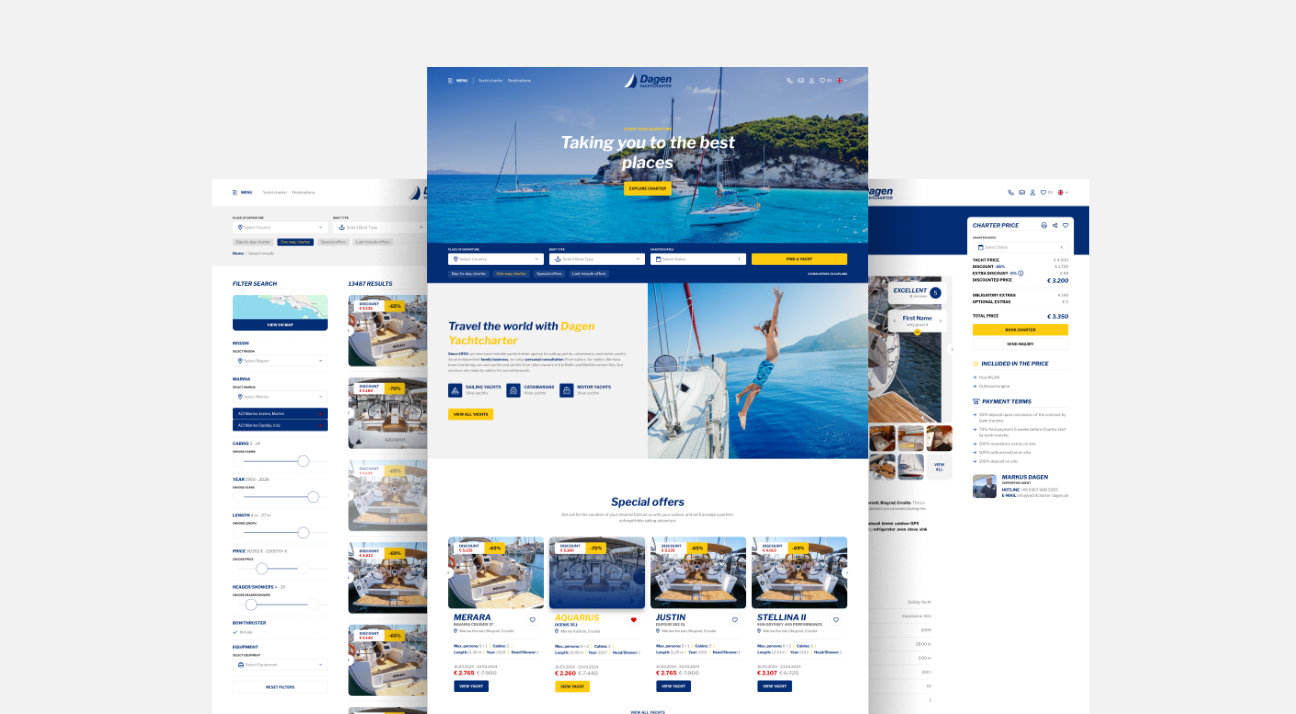 dagen yachtcharter website design by studio simple