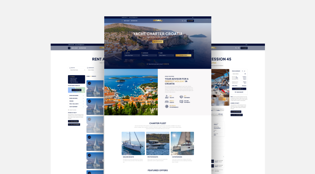 orvas yacht charter website design by studio simple