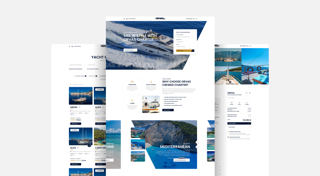 orvas crewed charter website design by studio simple
