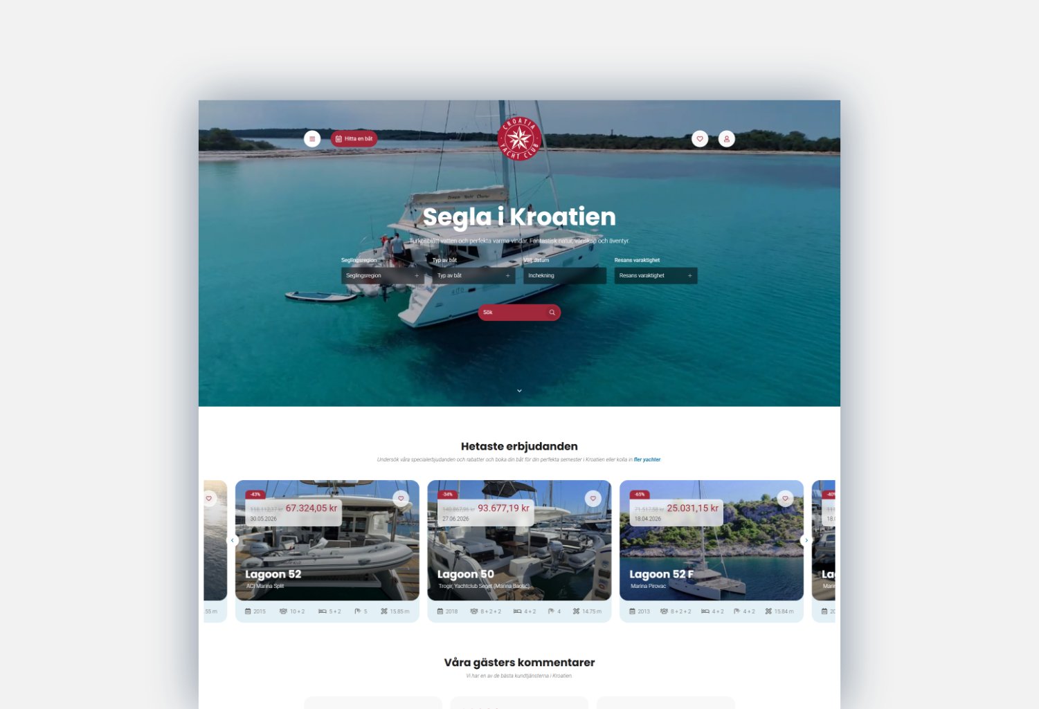 New Croatia Yacht Club website by studio Simple