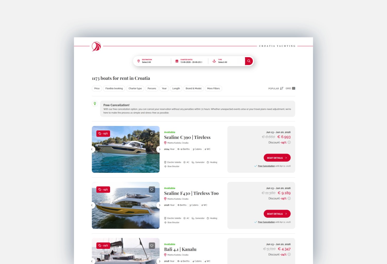 New Croatia Yachting Charter website by studio Simple