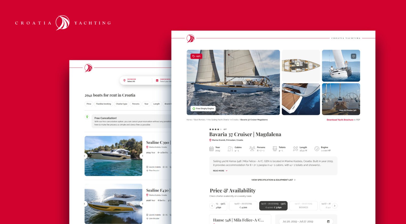Croatia Yachting Charter yacht charter website yacht list and yacht details page design by Studio Simple