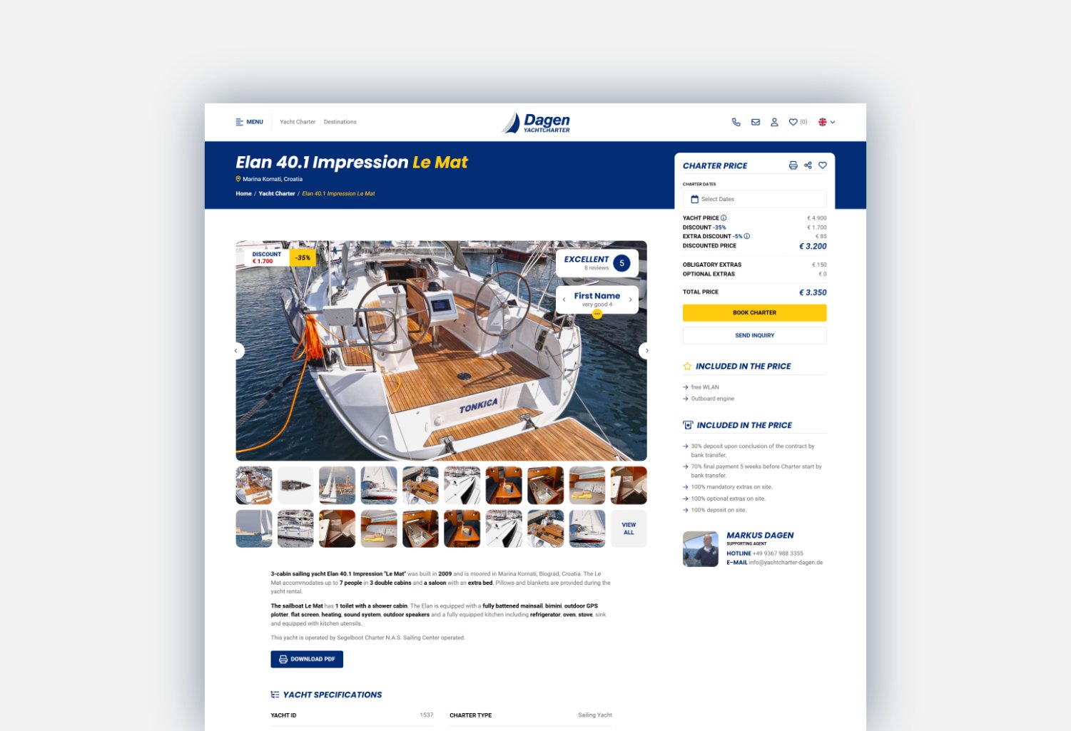 New Dagen Yachtcharter website by studio Simple