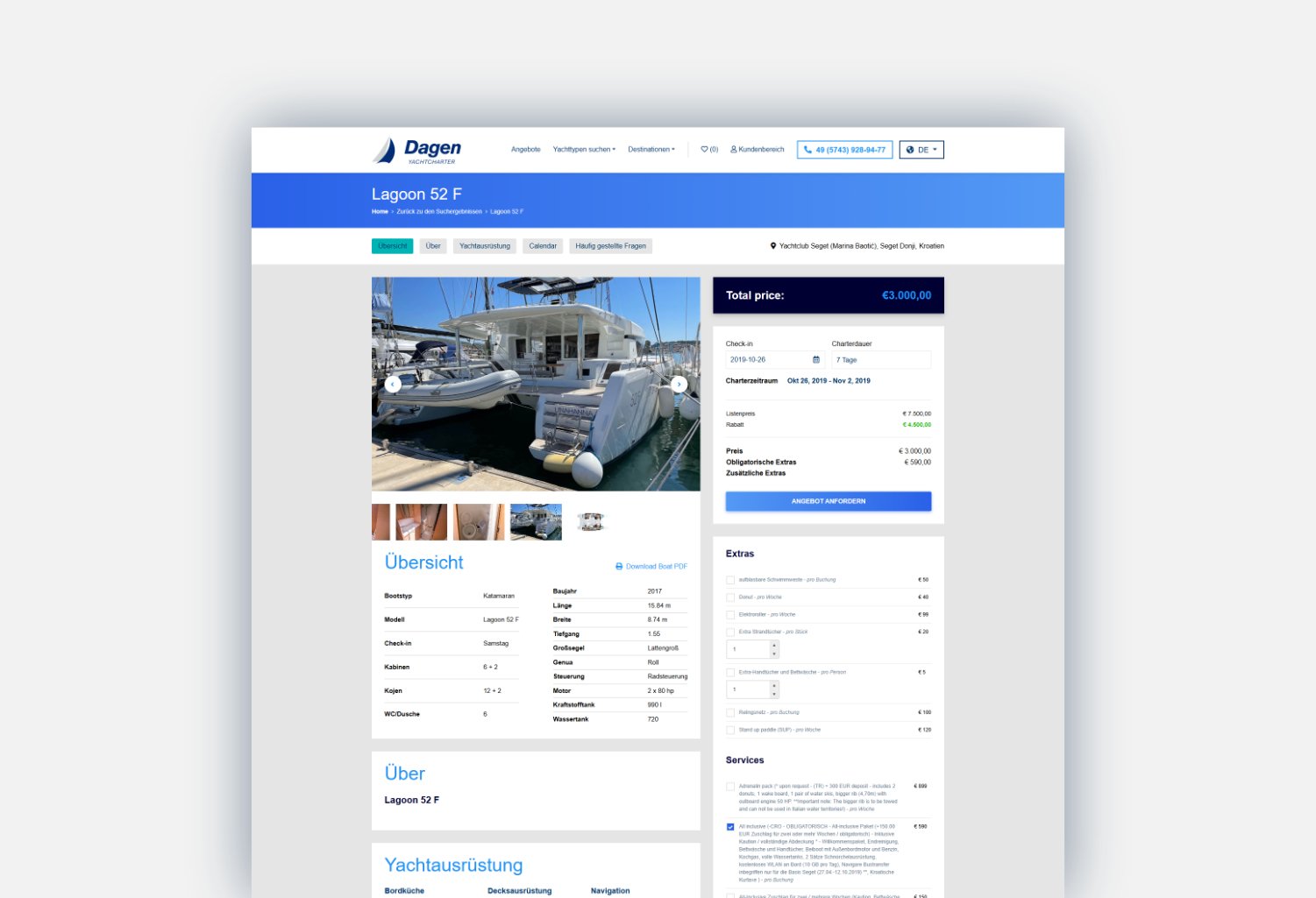Old Dagen Yachtcharter website