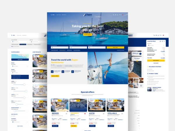 Dagen Yachtcharter website by studio Simple