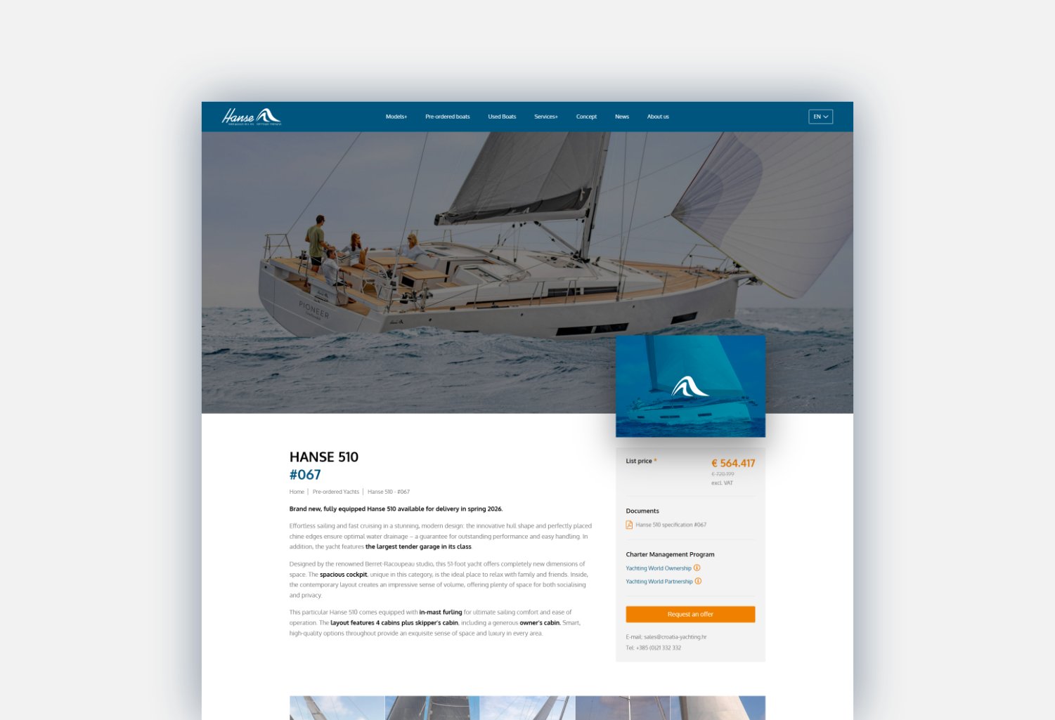 New Hanse Yachts website by studio Simple