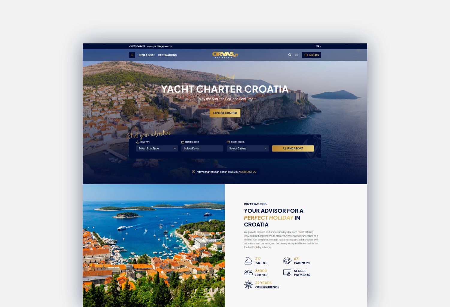 New Orvas Yachting website by studio Simple